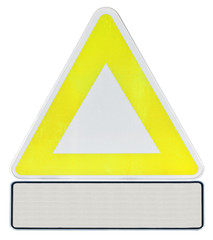 triangle métal bordure jaune, panneau signalisation