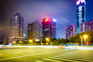 the night view of the shanghai china.