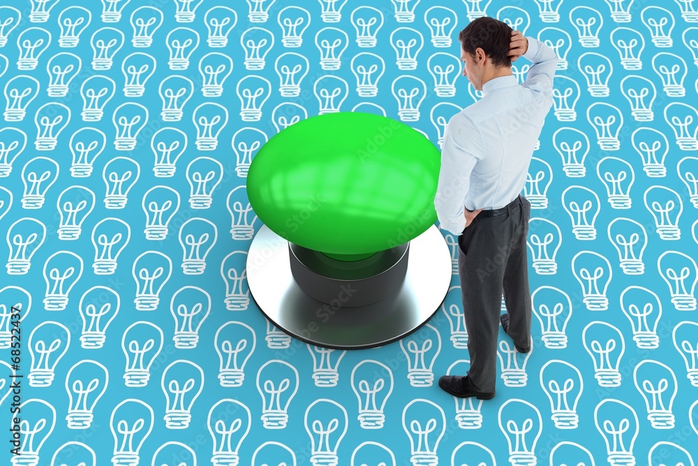 Poster composite image of thinking businessman scratching head