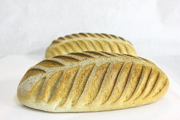 Rye bread loaf  over white background.