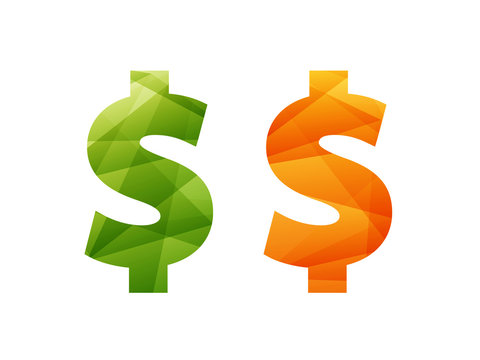 Shiny geometric dollar sign icon badge vector