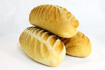 Rye bread loaf  over white background.