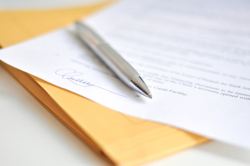 Signing a contract concept