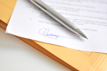 Signing a contract concept