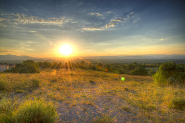 Naklejka na ściany i meble Coucher de soleil sur Grospierres (2)