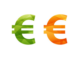 Fototapeta premium Shiny geometric euro currency sign icon badge vector