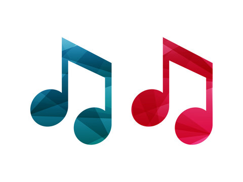 Colorful shiny geometric musical note sign icon