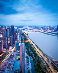 Fototapeta na wymiar night view of the bridge and city in shanghai china.