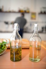 Old glass bottle on a table