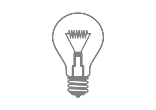 Grey light bulb icon on white background