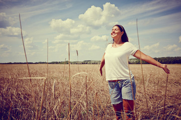 Carefree Woman in field