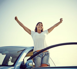 Happy car woman freedom