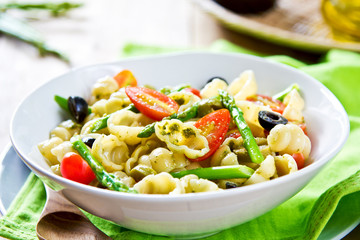 Gnocchi with Asparagus salad in Pesto dressing