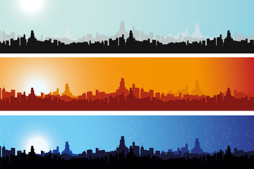 Obraz premium Illustration of Cityscape at Different Times