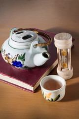 Tea break time,drinking with reading.