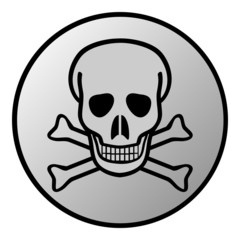 Fototapeta premium Skull and bones danger sign button