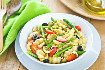 Gnocchi with Asparagus salad in Pesto dressing