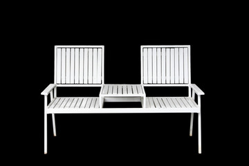 White Iron chair furniture isolated on black