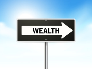 wealth on black road sign