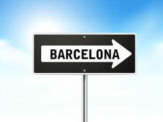 Barcelona on black road sign