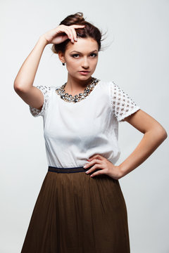 Fototapeta A photo of beautiful girl is in fashion style, glamur