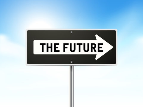 the future on black road sign