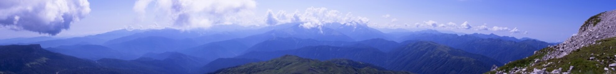 Panorama Caucasus Mountains, with slopes Oshten