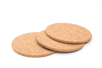 Cork mat on white background
