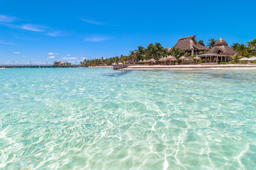 tropical sea and beach in Isla Mujeres, Mexico