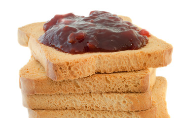 golden rusk and raspberry jam