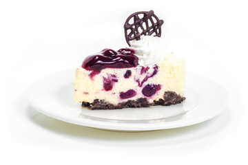 Blueberry cheese mousse in white background