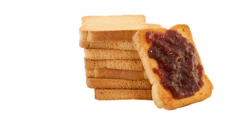 golden rusk and raspberry jam