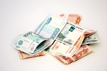 Obraz na płótnie Canvas Russian monetary notes one thousand rubles