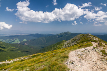 Fototapeta na wymiar View from the mountain ridge, West Tatras, Slovakia