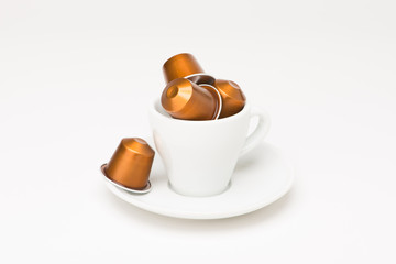 Coffee cup with capsule