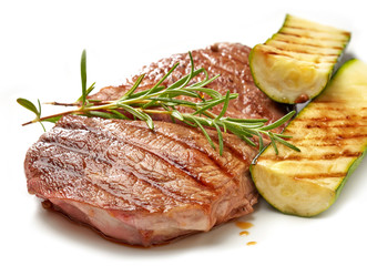 grilled beef steak and zucchini