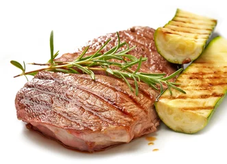 Papier Peint photo Lavable Steakhouse grilled beef steak and zucchini