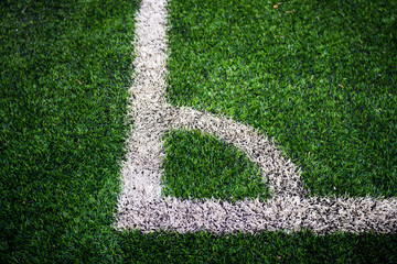 Soccer field grass corner shot