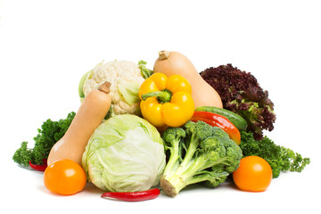 Composition with vegetables isolated on white