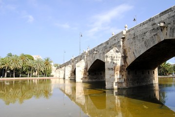 Fototapeta na wymiar Puente sobre el río de Turia Valencia