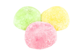 Close up colorful of daifuku dessert from japanese isolated