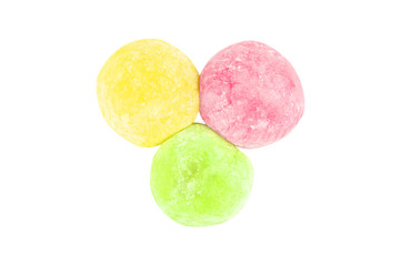 Colorful of daifuku dessert from japanese isolated