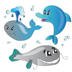 Vector set of images of the marine life