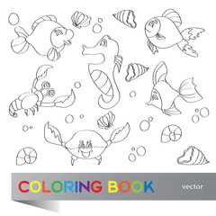 Coloring book - marine life