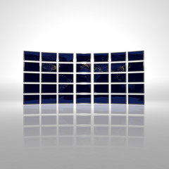 Monitor wall with earth at night map