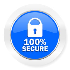 secure blue glossy web icon