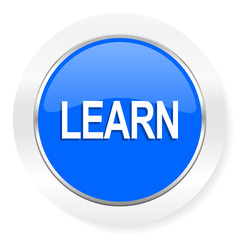 learn blue glossy web icon
