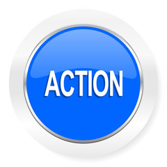 action blue glossy web icon