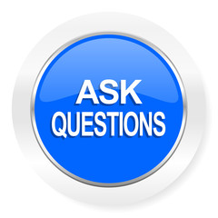 ask questions blue glossy web icon