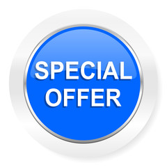 special offer blue glossy web icon